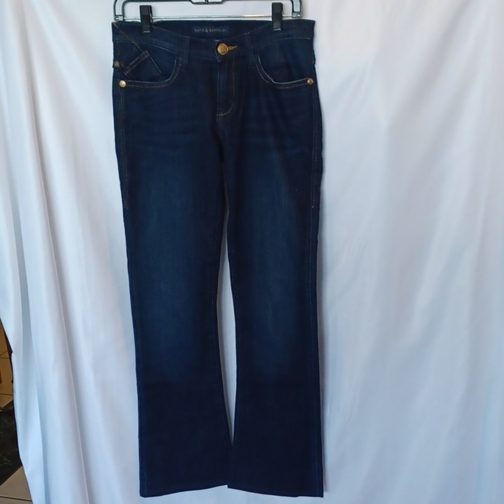 Rock & Republic Blue Kasandra Bling Pocket Jeans Women's Size 6S, 30" inseam